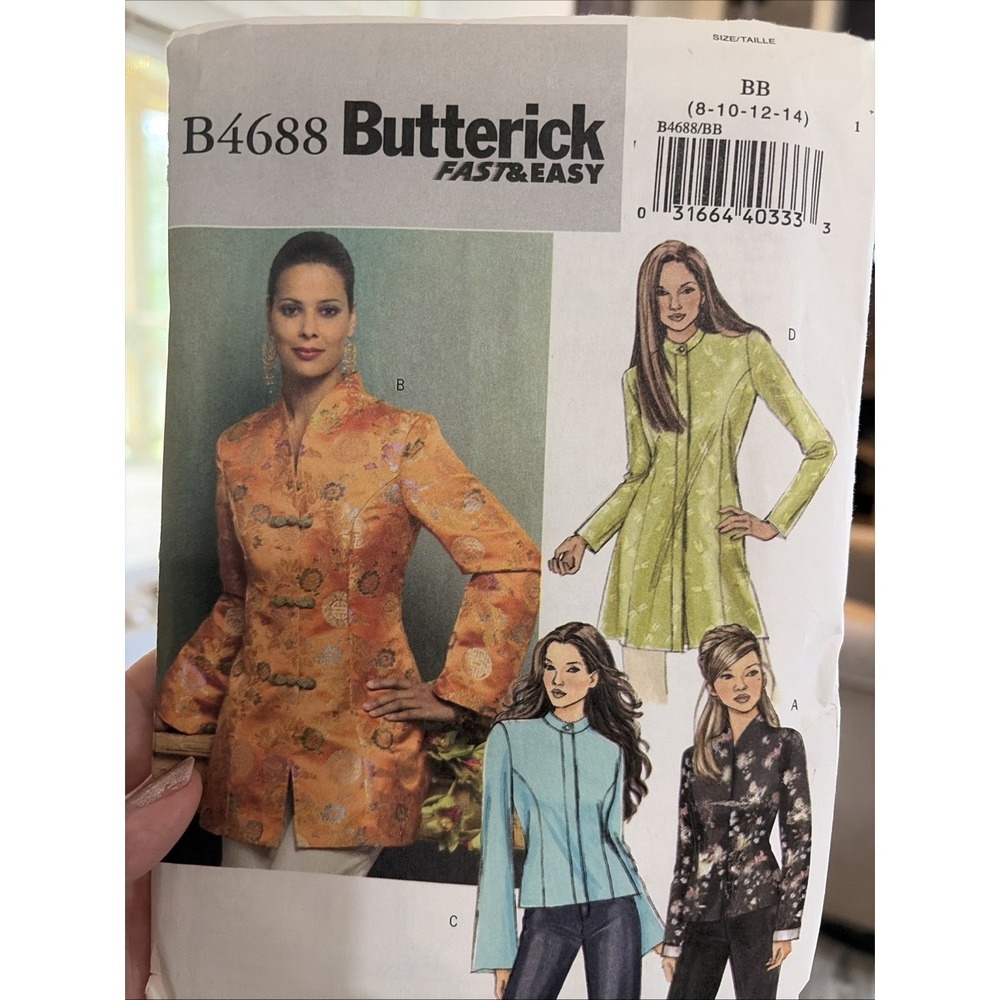 Butterick B4688 Sewing Pattern Misses Jacket Sz 8 10 12 14 Uncut Fast Easy